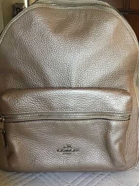 Coach Metallic Pebbled Gold-Tone Backpack